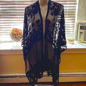 Torrid Black Embroidered Ruana